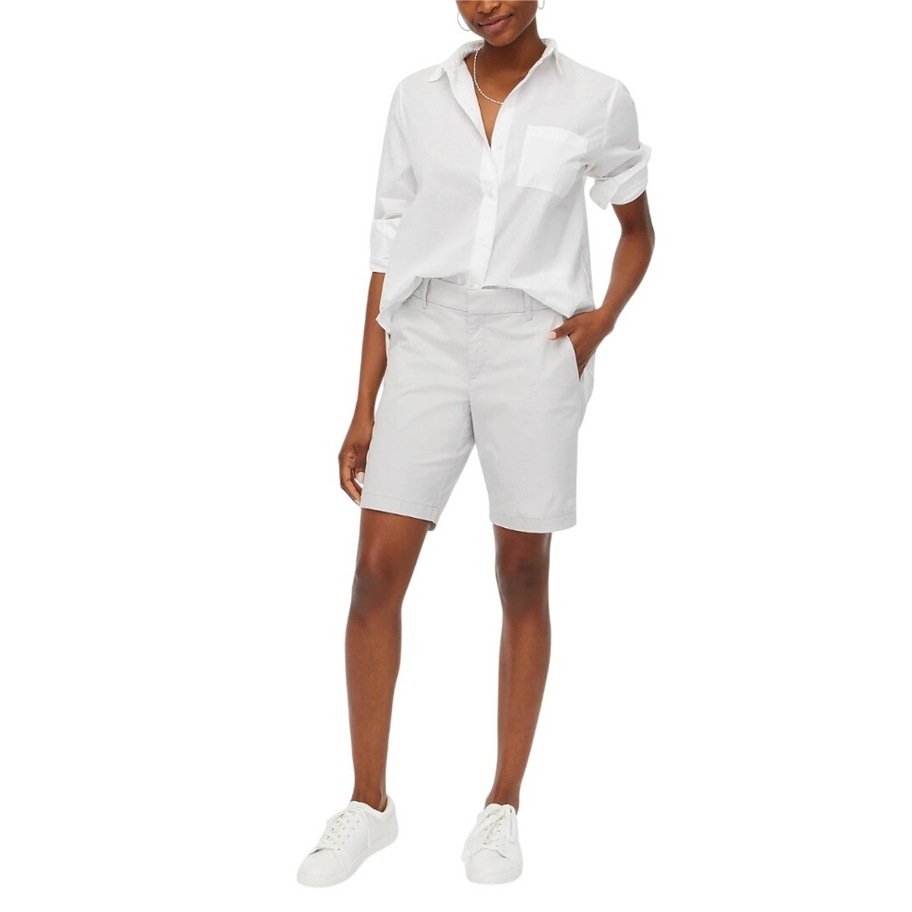 J.Crew Womens 9 Inch Chino Shorts Light Gray Size 10 Stretch NWT $50